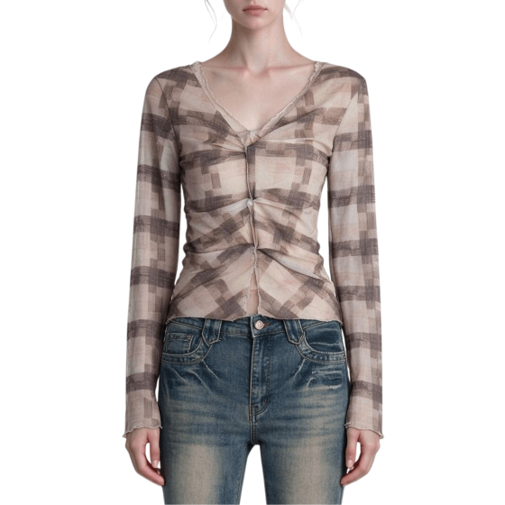 Plaid Long-Sleeve T-Shirt