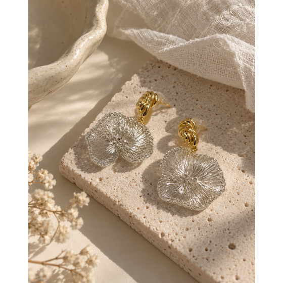 Forest-Style Floral Drop Earrings