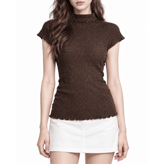 Turtleneck Short-Sleeve Top